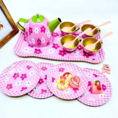 Flowers Metallic Tea Set for Kids