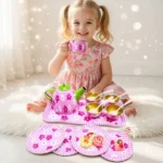 Flowers Metallic Tea Set for Kids