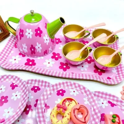 Flowers Metallic Tea Set for Kids