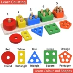 Five Column Wooden Geometric Shape Matching Toy