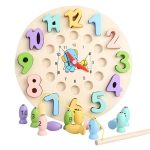 Wooden Fishing Clock Game for Kids- Educational Toy