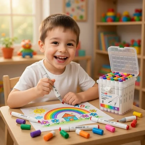 Double Headed Colored Markers Box For Kids