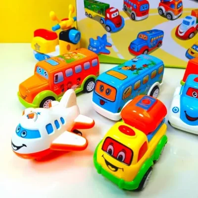 Cute Pull Back Cartoon Cars Set