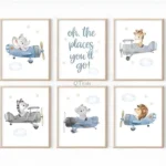 Animal Airplane Kids Room Wall Frames