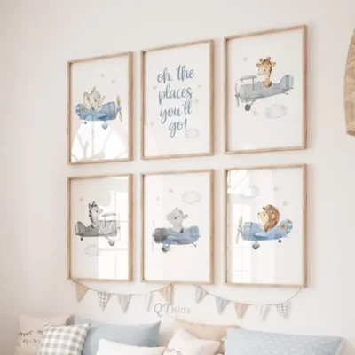 Animal Airplane Kids Room Wall Frames