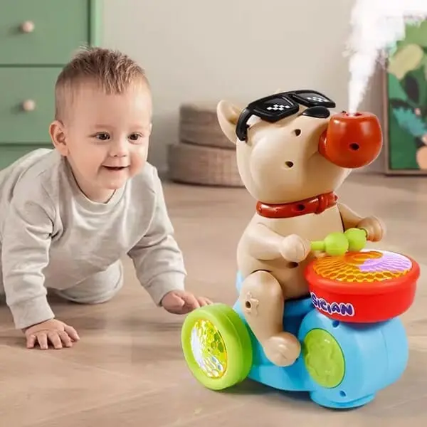 Drumming Puppy Car With Music & Lights