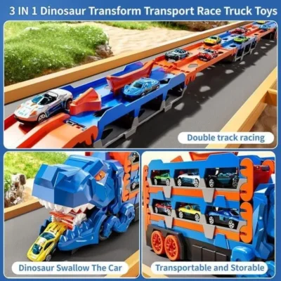 2 In 1 Dinosaur Cars Racing Truck Track Set