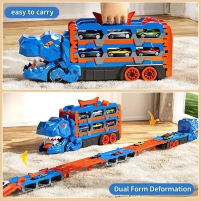 2 In 1 Dinosaur Cars Racing Truck Track Set