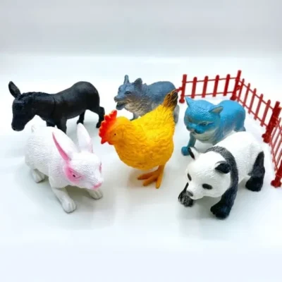 Realistic Farm Animals Toy Set with Fence