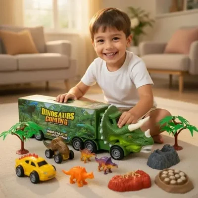 Musical Dinosaur Truck With Mini Dinosaurs